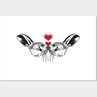 Bunny Love, hearts Posters and Art